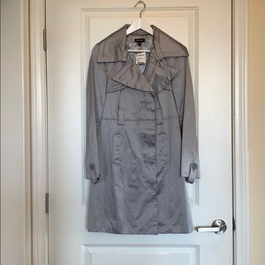 NWT Bebe Silver Satin Trench Coat